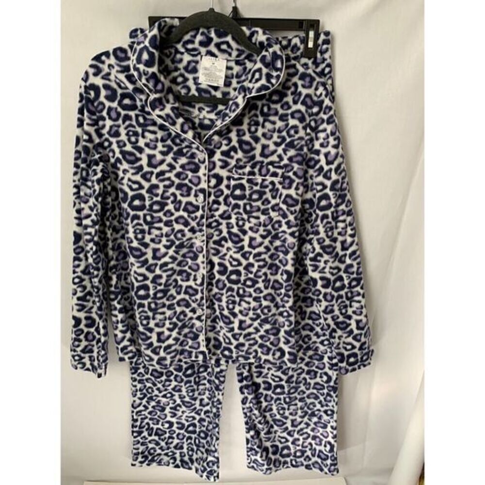 Serra Womens Leopard Fleece Pajama Set Size M 2 Piece